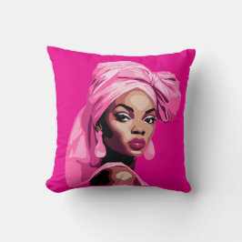 Almofada Beleza Negada na Arte Afrocêntrica Rosa