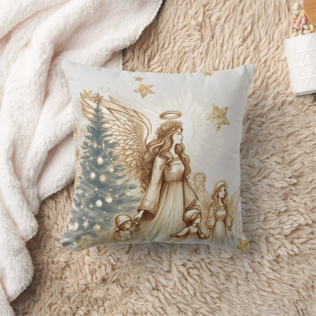 Almofada Belo Anjo Guardião Vintage com Crianças (Cobertor)