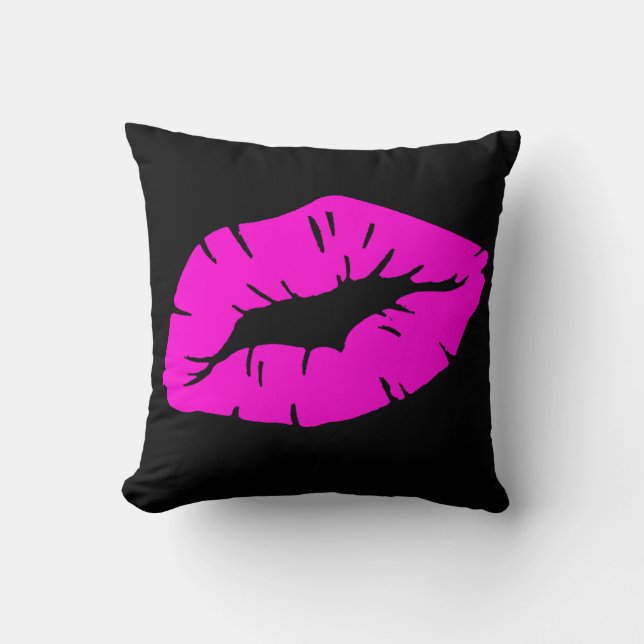 Almofada Belo Beijo de Batom Rosa Divertido Isolado (Frente)