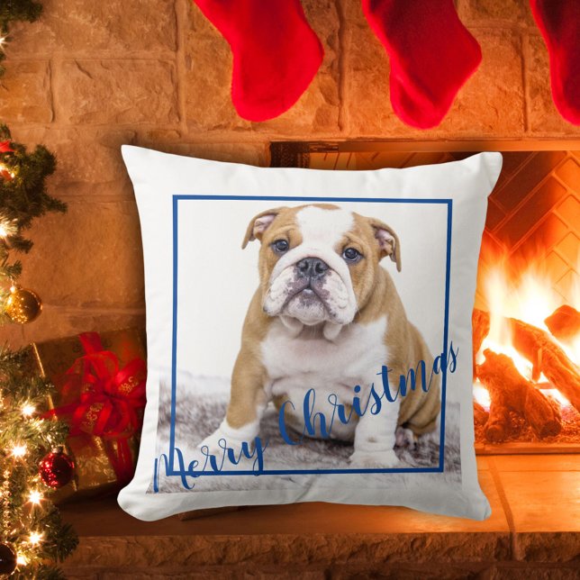 Almofada Belo Bulldog Inglês Feliz Feriado de Natal (Criador carregado)