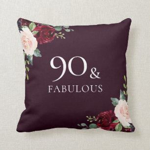 Almofada Belo Burgundy Blush Watercolor 90 Aniversário
