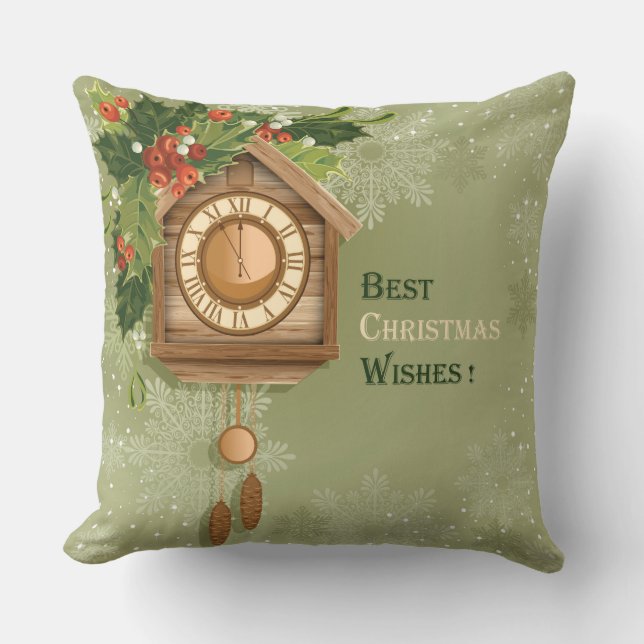 Almofada Belo Cloak Cuckoo com Poster Holly de Natal (Frente)