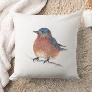 Almofada Belo Decinto de Arte em Aquarela Bluebird