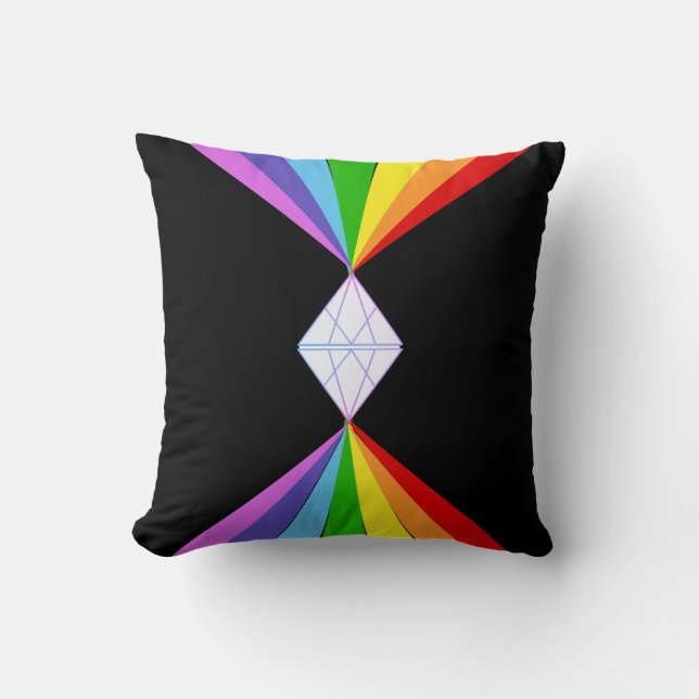 Almofada Belo Diamante e Arco-íris Coloridos em Preto (Frente)