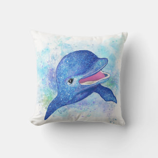 Almofada Belo Golfinho Azul Brilhante