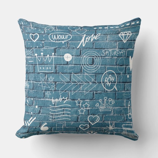 Almofada Belo Grafite na Caligrafia Verde da Parede (Frente)