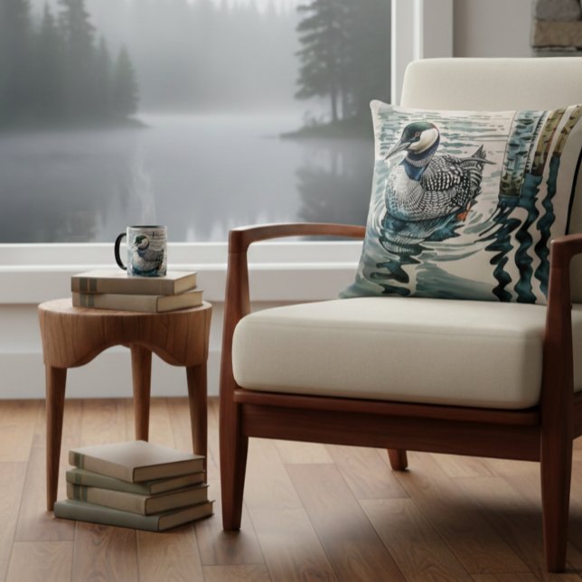 Almofada belo leão sobre a água em aquarela (Criador carregado)