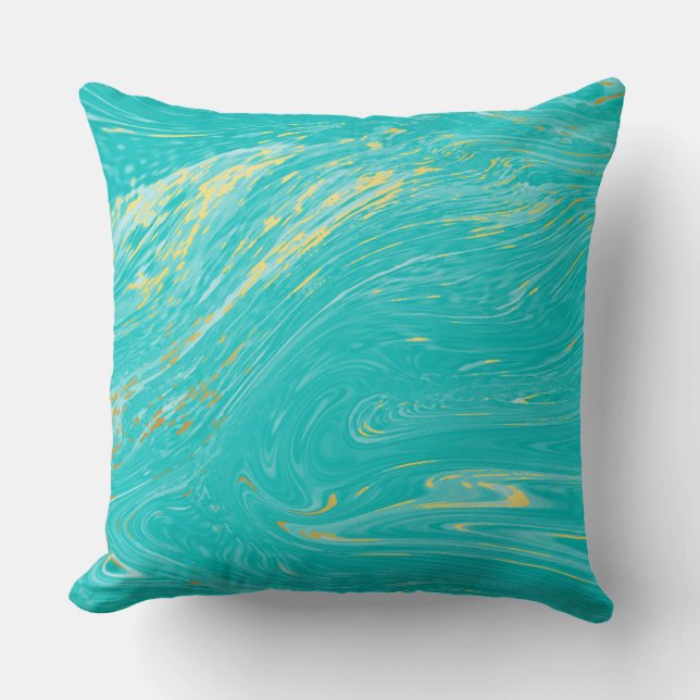 Almofada Belo Marble Dourado Elegante design azul (Frente)