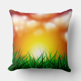 Almofada Belo nascer do sol sobre um campo de grama