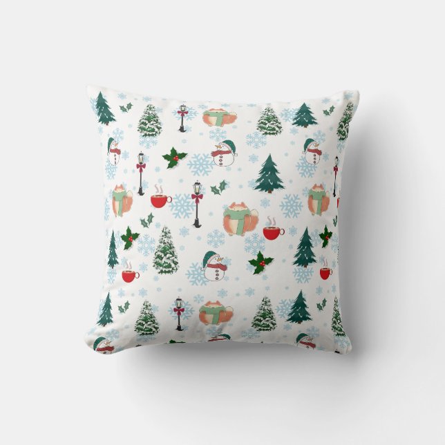 Almofada Belo padrão de invernoJogar Travesseiro (Frente)