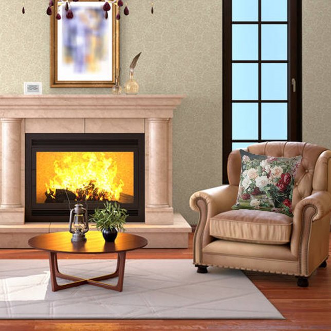 Almofada Belo padrão floral com Rosas e folhagem (Criador carregado)