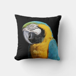 Almofada Belo Pássaro de Papagaio Azul e Dourado