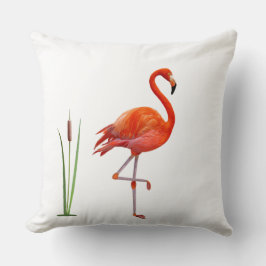 Almofada Belo Pássaro Flamingo Vermelho e Planta Reed em Br