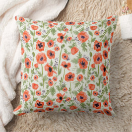 Almofada Belo Pópias Laranja Padrão Floral