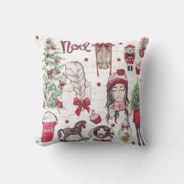 Almofada Belo Red Watercolor, mão de Natal pintada