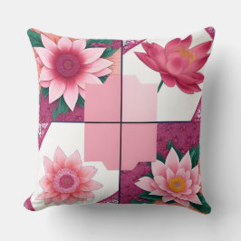 Almofada Belo Trabalho de arte Floral Com Flores Rosa