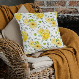 Almofada Belo Travesseiro decorativo Buquê de Rosas Amarela