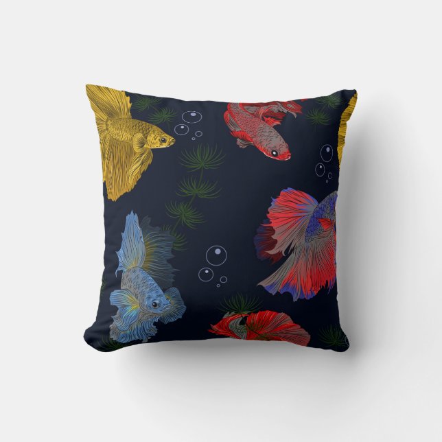 Almofada Belo Travesseiro decorativo de esboço de peixe (Frente)
