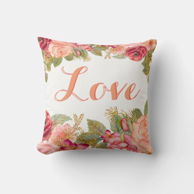 Almofada Belo Travesseiro Floral com Texto Personalizado (Frente)