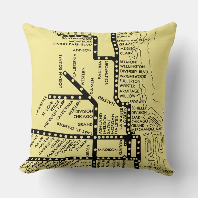 Almofada Belo trem do metrô do orgulho de Chicago pára de s (Frente)