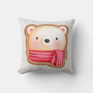 Almofada Belo Urso Enfrentado Vermelho Scarf e Cheeks Rosad