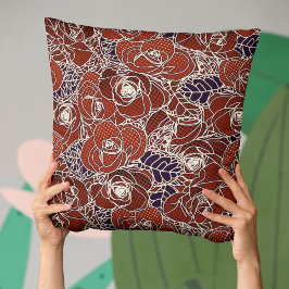 Almofada Belo vermelho, marfim e azul floral