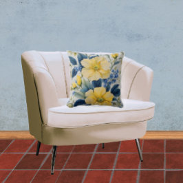 Almofada Belos Flores Amarelo e Azul