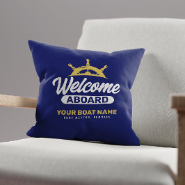 Almofada Bem-vindo a bordo com nome de barco personalizado 