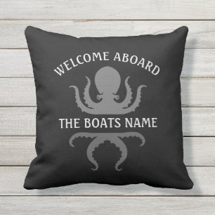 Almofada Bem-vindo a bordo com o Octopus de Nome de Barco P