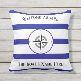 Almofada Bem-vindo A Bordo De Barcos Brancos Nomeiam Bandas