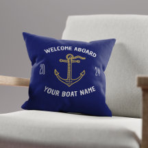 Bem-vindo a bordo Nome do Barco Personalizado Azul