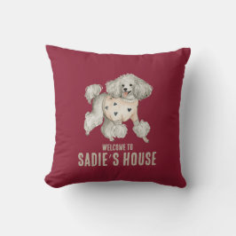 Almofada Bem-vindo à Casa de Poodle Personalizada
