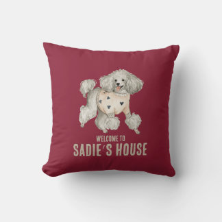 Almofada Bem-vindo à Casa de Poodle Personalizada