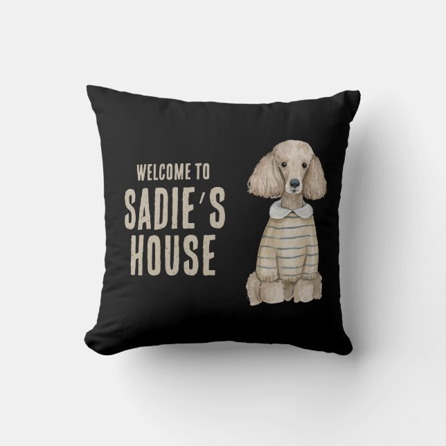 Almofada Bem-vindo à Casa de Poodle Personalizada (Frente)