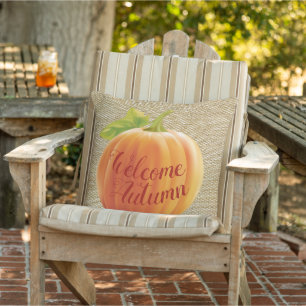 Almofada Bem-Vindo A Colheita De Ouvest Pumpkin Em Faux Jut