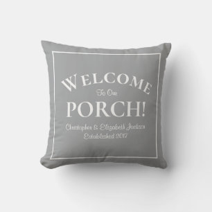 Almofada Bem-vindo a Nomes de Família Personalizados Porch 