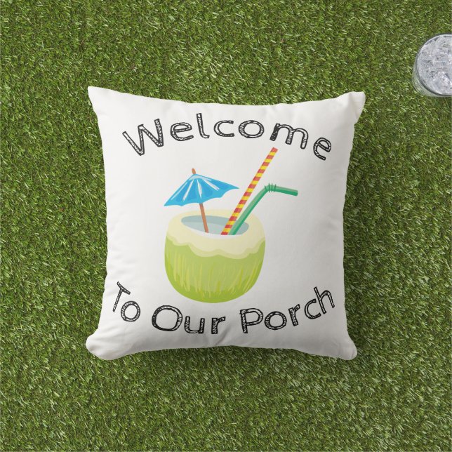 Almofada Bem-vindo ao nosso travesseiro ao ar livre (Grama)