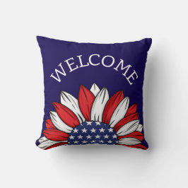 Almofada Bem-vindo ao Sunflower Patriótico