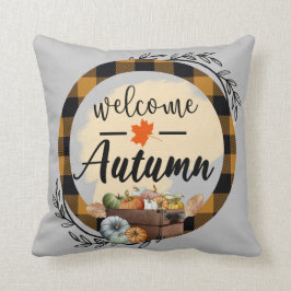 Almofada Bem-vindo Autumn Pumpkin Vintage Cotton 16"X16