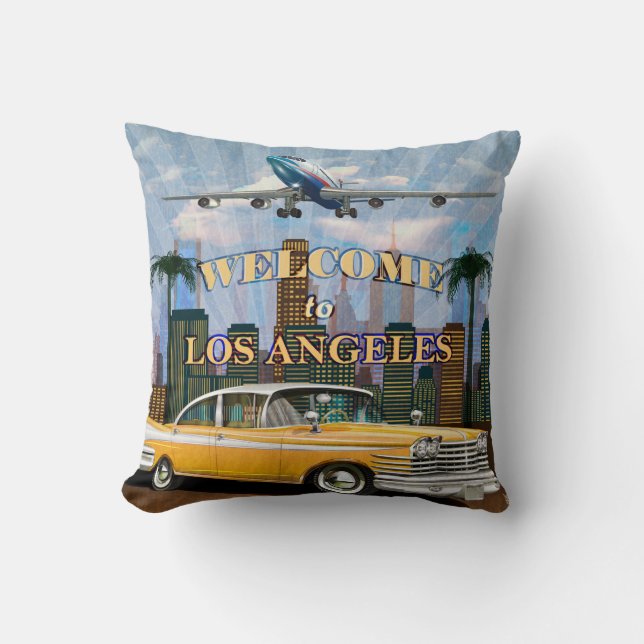 Almofada Bem-vindos à poster de Los Angeles. (Frente)