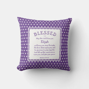 Almofada Bênção Cristã Personalizada MAUVE Bolinhas Baby