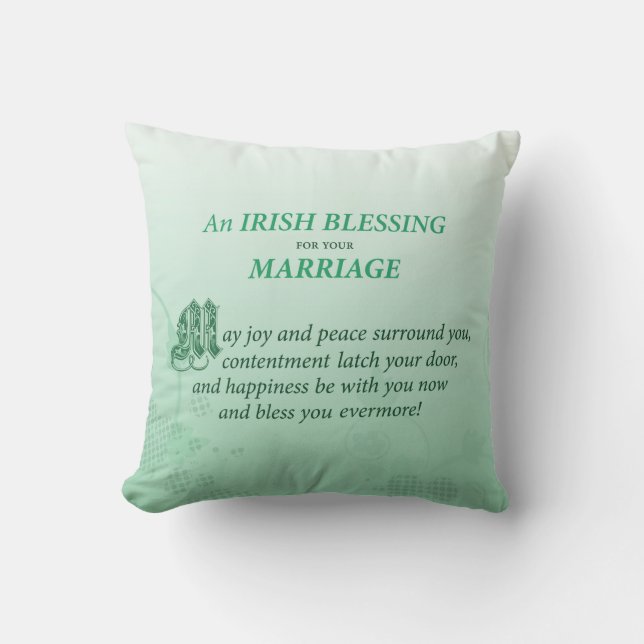 Almofada Bênção de Felicitações de Casamento Irlandês (Frente)