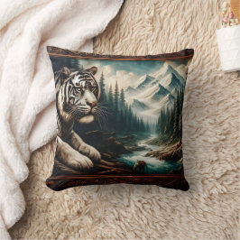Almofada Bengal Tiger Resting by Mountain River