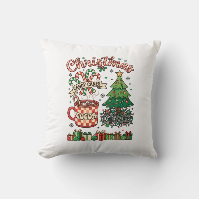 Almofada Bengalas de Natal Cacau Caos Árvore Caneca Present (Frente)