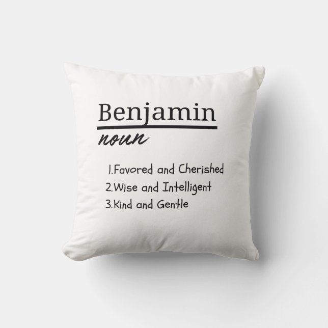 Almofada Benjamin, Definição de Nome Personalizado de Menin (Frente)