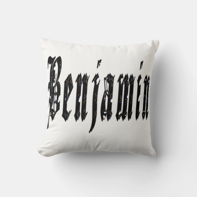 Almofada Benjamin, Nome, Logotipo, Cushion Branco. (Frente)