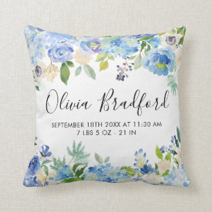 Almofada Berçário azul do Stat do bebê dos Hydrangeas da