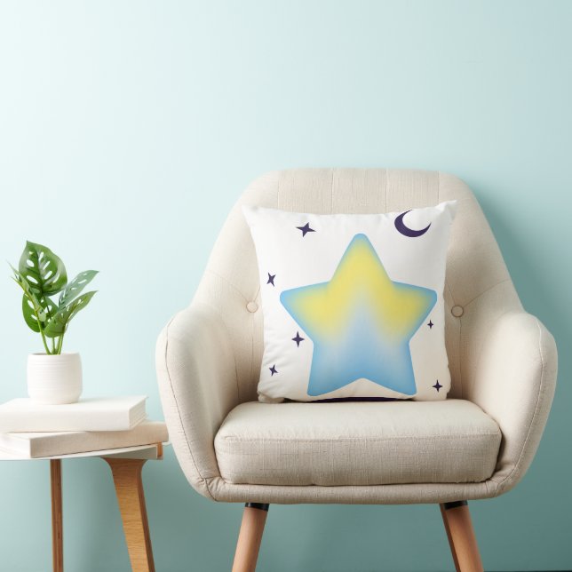 Almofada Berçário Caprichoso de Estrelas e Lua em Pastel (Cadeira)