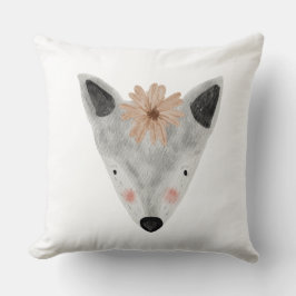 Almofada Berçário de bebê menina em aquarela branco e cinza