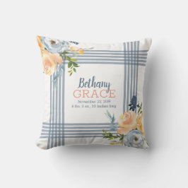 Almofada Berçário de Menina Azul Amarelo Floral Aquarela